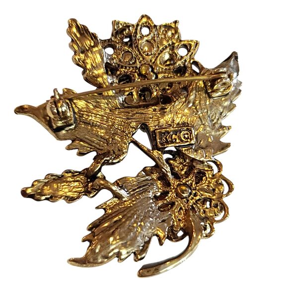 Vtg Kenneth Cole New York KC Moonglow Filigree Bouquet Heart Pin Brooch - Picture 2 of 5
